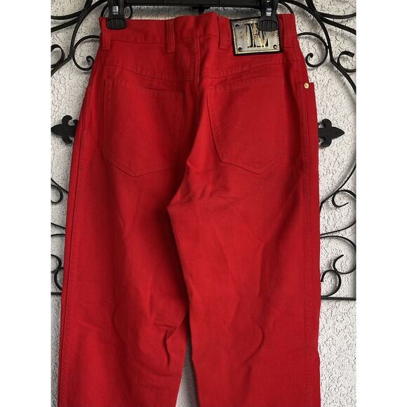 Vintage Escada Straight Leg, High Waisted Jeans - Size 38/ US 8 - Red - Picture 7 of 11